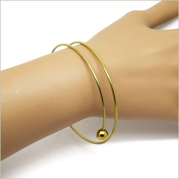 1 bracelet jonc torque spirale en acier inoxydable doré, largeur 1,5 mm