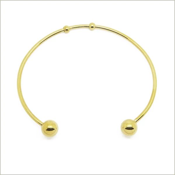 1 bracelet jonc torque ouvert pour charms en acier inoxydable doré, largeur 2 mm