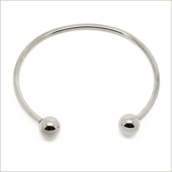 1 bracelet jonc torque ouvert perles amovibles en acier, largeur 3 mm