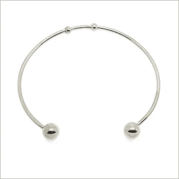 1 bracelet jonc torque ouvert pour charms en acier, largeur 2 mm