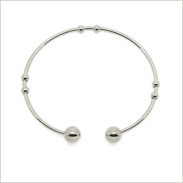 1 bracelet jonc torque ouvert pour charms en acier, largeur 2 mm