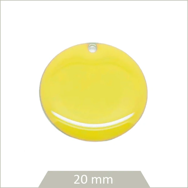 4 sequins effet émaillé 20 mm jaune citron