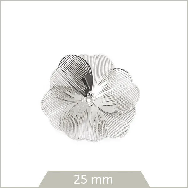 2 breloques coupelles fleurs en laiton argenté
