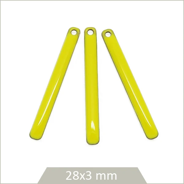 4 sequins effet émaillé bâtonnet jaune 28 mm