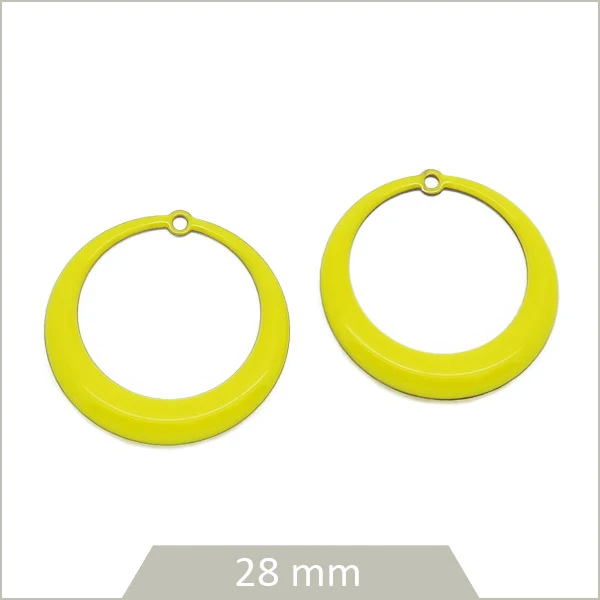 4 créoles effet émaillé jaune