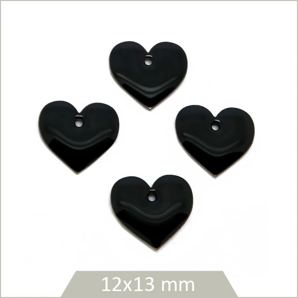 6 sequins effet émaillé coeur noir