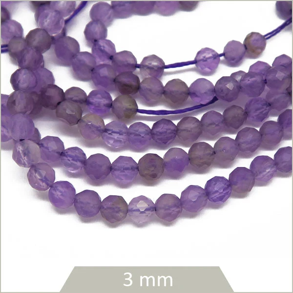 Env. 130 perles à facettes d'Améthyste, 3 mm