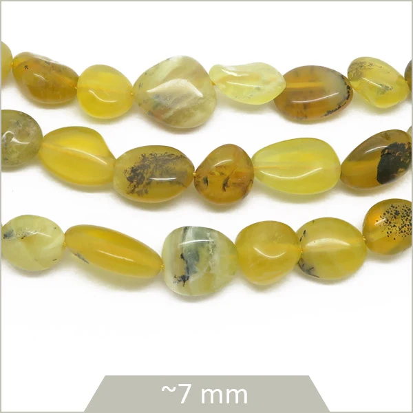 39 cm de perles galets Opale ocre 7mm