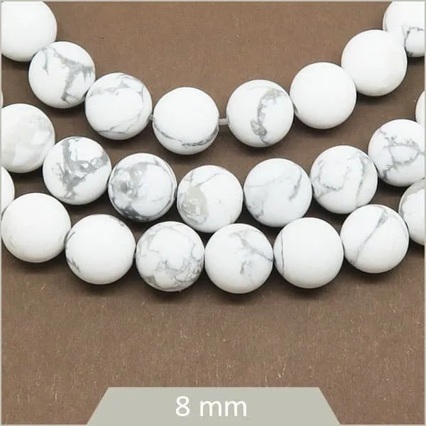 Env. 42 perles Howlite blanche ronde 8 mm