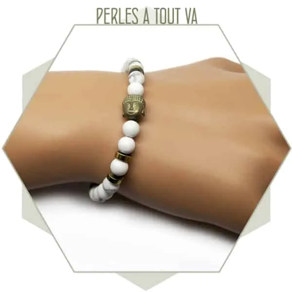 Env. 42 perles Howlite blanche ronde 8 mm