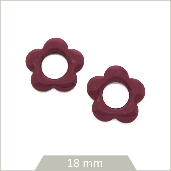 4 sequins fleurs effet émaillé prune