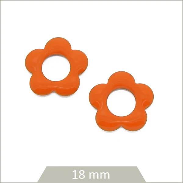 4 sequins fleurs effet émaillé orange