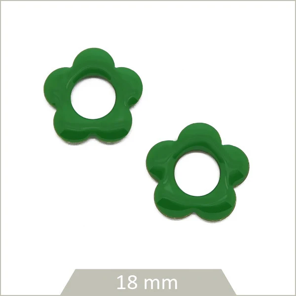 4 sequins fleurs effet émaillé vert Brésil