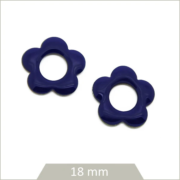 4 sequins fleurs effet émaillé bleu marine