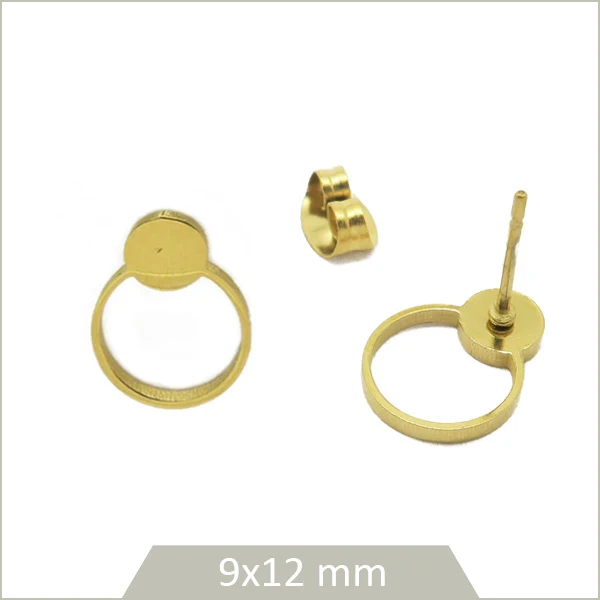 4 clous de boucle d'oreilles bulle en acier inoxydable doré