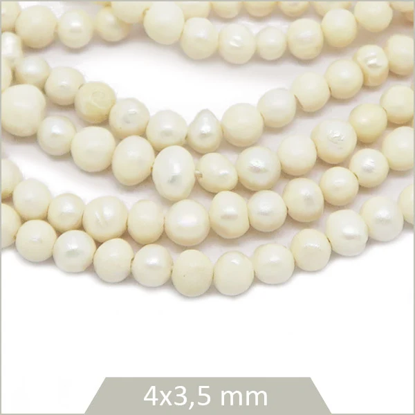 Env. 45 perles d'eau douce crème 4x3,5 mm