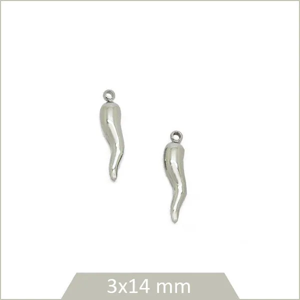 2 breloques corne d'abondance italienne en acier inoxydable