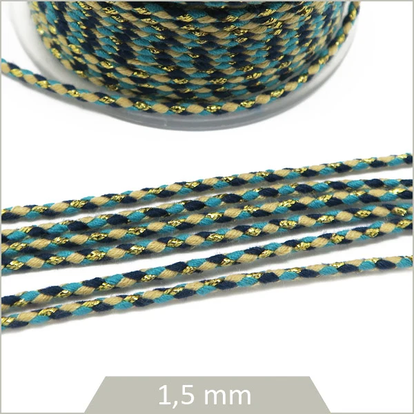 5 m de cordon tressé bleu et or
