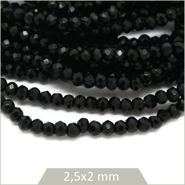 Env. 145 perles de verre donut 2,5x2 mm noires